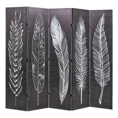 vidaXL Folding Room Divider 200x170cm Feathers Black and White Privacy Screen