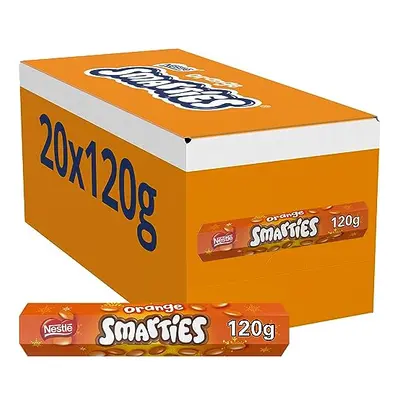 Smarties Orange Milk Chocolate Giant Tube 120g (Pack of 20) |Orange Flavoured Milk Chocolate Swe