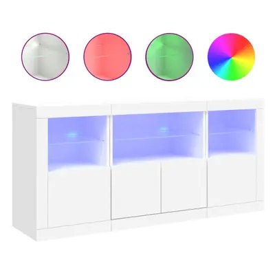 (white) vidaXL Sideboard with LED Lights Home Cupboard Storage Side Cabinet Highboard