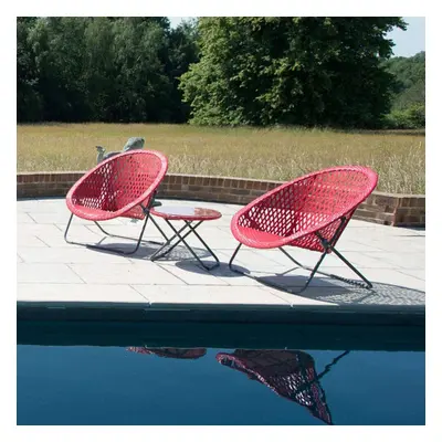 Dawsons Living Rattan Style Bistro Set - Colour : Chilli Red