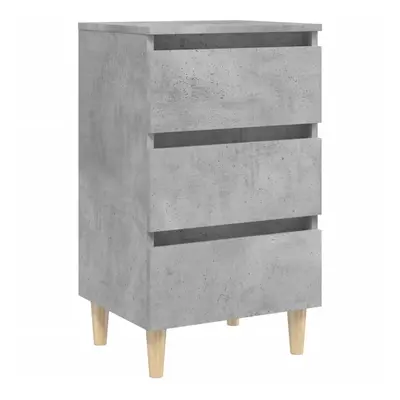 vidaXL Bed Cabinet with Solid Wood Legs Concrete Grey Nightstand Home Table