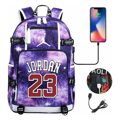 USB Large Capacity Student Schoolbag Jordan - Star Purple