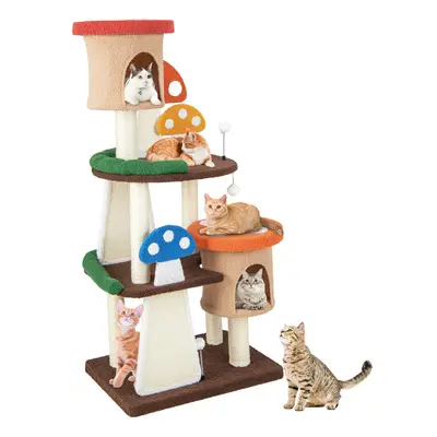 4-In-1 Mushroom Cat Tree Multi-Layer Cat Tower Cat Activity Center