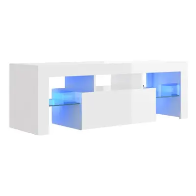 vidaXL TV Cabinet with LED Lights High Gloss White Hifi Stand Stereo Cabinet