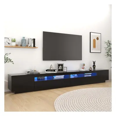 vidaXL TV Cabinet with LED Lights Black 300x35x40 cm TV Stand Hifi Cabinet Set