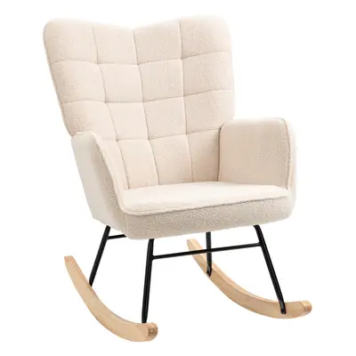 HOMCOM Wingback Rocking Chair for Nursing w/ Steel Frame Beige