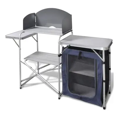 Foldable Camping Kitchen Unit with Windshield Aluminium Waterproof