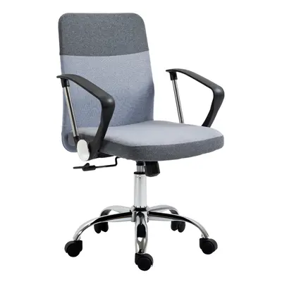 Vinsetto Office Chair Linen Swivel Desk Chair Home Study Rocker, Grey