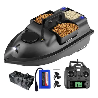 FUMENG GPS Smart RC Bait Boat,Auto Cruise Double Motor Three Hoppers Large Capacity LED Night Li