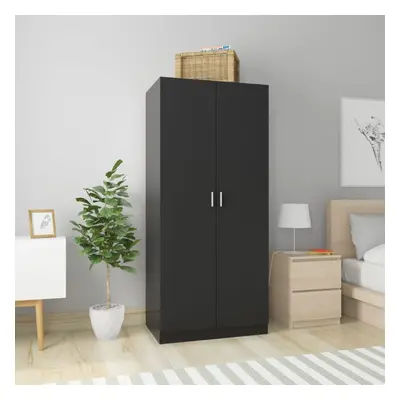 vidaXL Wardrobe Black Chipboard Clothing Cabinet Hanger Storage Organiser