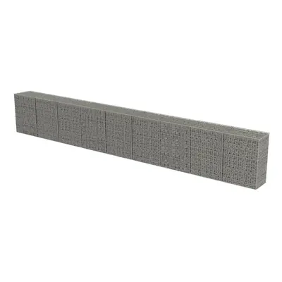 vidaXL Gabion Wall with Covers Galvanised Steel 900x50x100cm Stone Basket