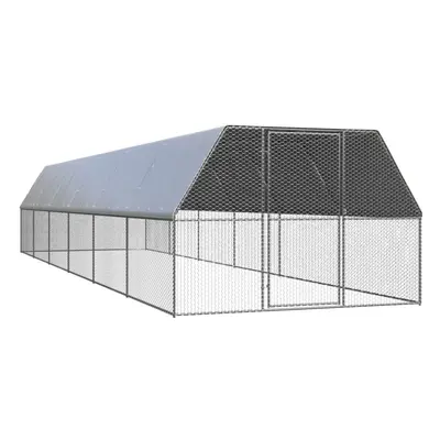 vidaXL Outdoor Chicken Cage Galvanised Steel Patio Chicken Hen House Coop Run