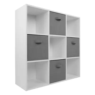 (4 Grey Drawers) Charles Jacobs White Cube Open Book Shelf Storage