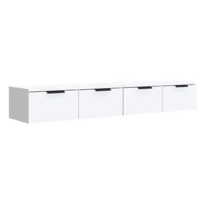 (White) vidaXL 2x Wall Cabinets Engineered Wood Floating Hanging Cabinet Multi Colours