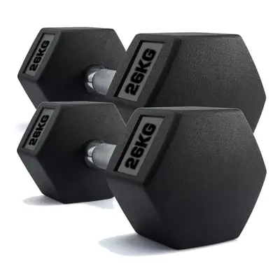 Hex Dumbbells Rubber Encased Weights (Pair) 26Kg