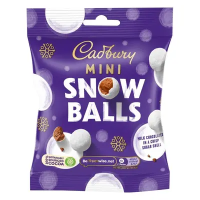 ( Pack Of 24) Cadbury Mini Snowballs Christmas Chocolate Bag 80g