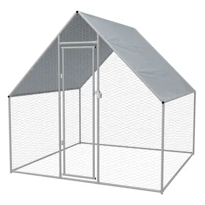 vidaXL Outdoor Chicken Cage Galvanised Steel 2x2x1.92m Habitat Enclosure Coop