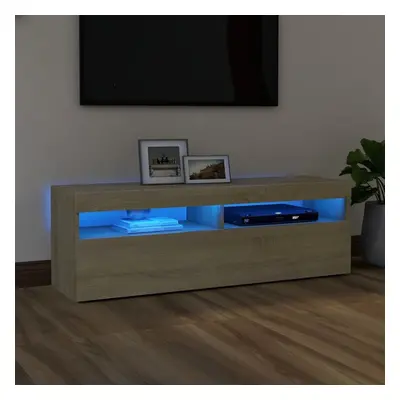 vidaXL TV Cabinet with LED Lights Sonoma Oak Hifi Stand Living Room Furniture