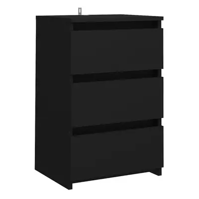 vidaXL Bed Cabinet Black Engineered Wood Indoor Bedside Side Storage Cabinet