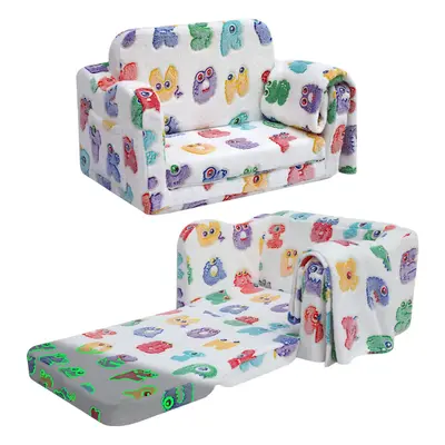 MeMoreCool Kids Couch, Kids Sofa Bed, Folding Toddler Chair Armchair Sofa, Soft Plush Fold Out B