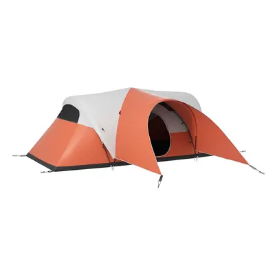 Outsunny 3000mm Waterproof Camping Tent w/ Porch & Sewn in Groundsheet, Orange