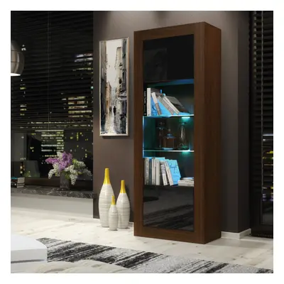 Cabinet 170cm LED Creative Furniture - Walnut & Black Gloss Doors