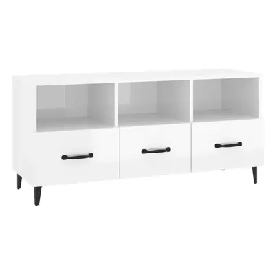 vidaXL TV Cabinet High Gloss White 102x35x50 cm Engineered Wood Media Cabinet