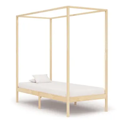 vidaXL Solid Pine Wood Canopy Bed Frame 100x200cm Single Bed Bedroom Furniture