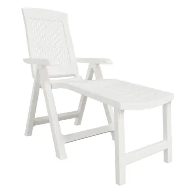 (white) vidaXL Sun Lounger Outdoor Reclining Chair Sun Bed Patio Lounge Chair Plastic