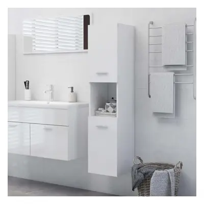 vidaXL Bathroom Cabinet High Gloss White Chipboard Wall Storage Washroom