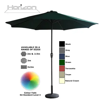 (3m, Green) Parasol Aluminium Crank Full & Half Shade Umbrella