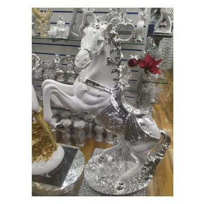 Modren Silver/White Horse Resin Decorative Ornament Home Decor