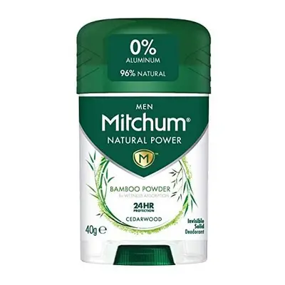 Mitchum Men 24HR Natural Vegan Deodorant Stick with 96% Natural Ingredients (40g) Aluminium Free