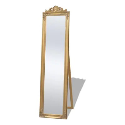 vidaXL Free-Standing Mirror Baroque Style 160x40 cm Gold Makeup Looking Glass