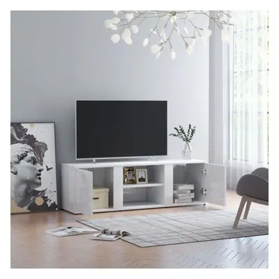 TV Cabinet High Gloss White 120x34x37 cm Chipboard