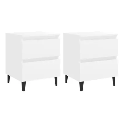 vidaXL 2x Bed Cabinets White Engineered Wood Drawer Nightstand Home Furniture