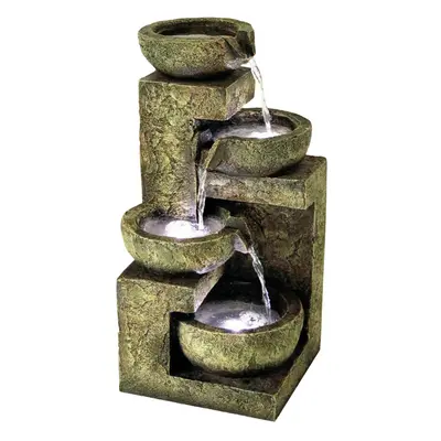 GEEZY 4-Tier LED Garden Water Feature | Garden Fountain With LED Lights