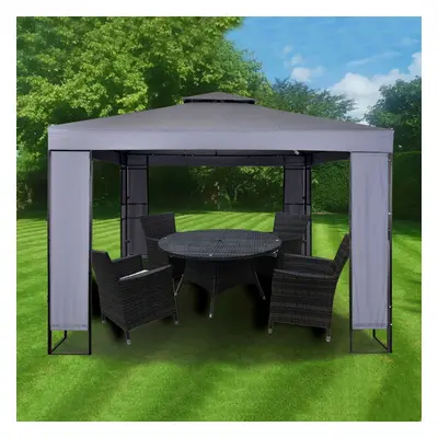 MAXIMUSÂ® GAZEBO Garden Heavy Duty Gazebo 3m x 3m Pavilion Shelter Marquee Patio Grey