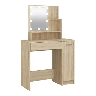 (Sonoma oak) vidaXL Dressing Table with LED Vanity Table Makeup Vanity Desk Cosmetic Table