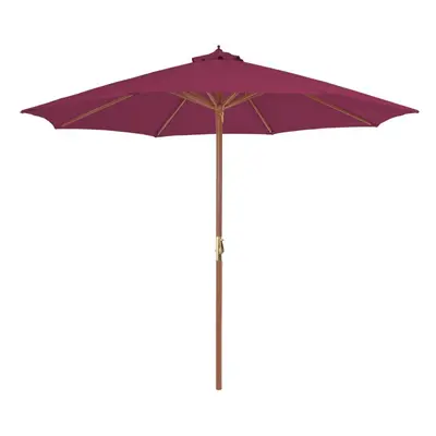 vidaXL Garden Parasol with Wooden Pole Sunshade Outdoor Umbrella Bordeaux Red