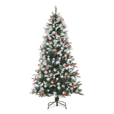 HOMCOM 6FT Artificial Snow Dipped Christmas Tree Xmas Holiday Pencil Tree Green