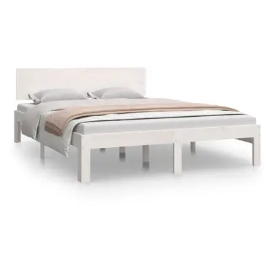 (white, 5ft king size) vidaXL Bed Frame Bedroom Bed Base Bedstead Mattress Foundation Solid Wood