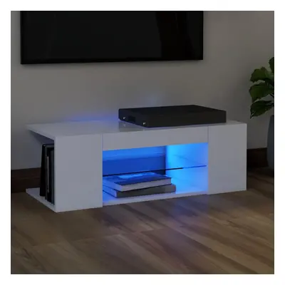 vidaXL TV Cabinet with LED Lights White Hifi Stand Desk Living Room Furniture