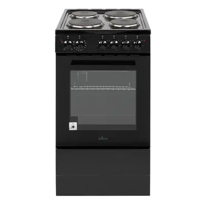 Willow 62L Black Electric 50cm Single Cavity Cooker, Solid Zone Hob