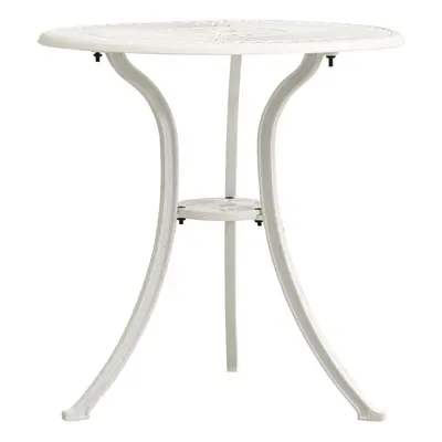 vidaXL Garden Table White Cast Aluminium Outdoor Dining Tea Coffee Desk Patio