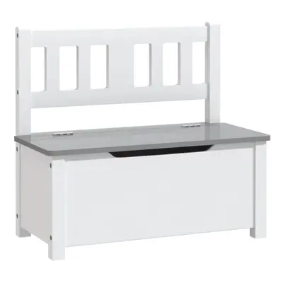 vidaXL Children Storage Bench White and Grey MDF Indoor kids Seating Chair