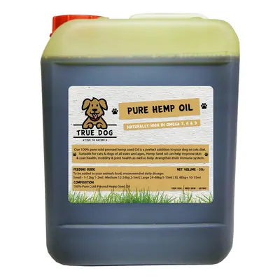 True Dog Hemp Oil for Dogs Litre - Dog Feed Supplement - 100% Pure Cold Pressed, 1000ml