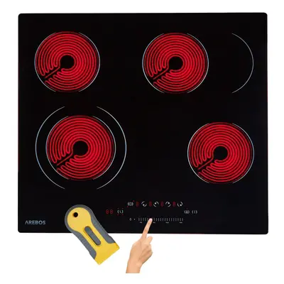 AREBOS glass ceramic hob | W | hobs | cm | self-sufficient | incl. dual cooking zone and roastin