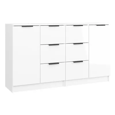 (high gloss white, 2) vidaXL 2x Sideboards Engineered Wood Cupboard Console Cabinet Multi Colour