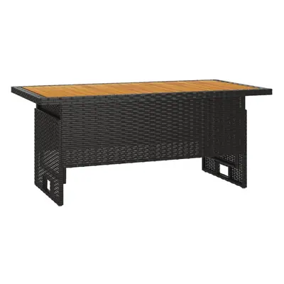 (black) vidaXL Garden Table Outdoor Dining Table Solid Wood Acacia and Poly Rattan